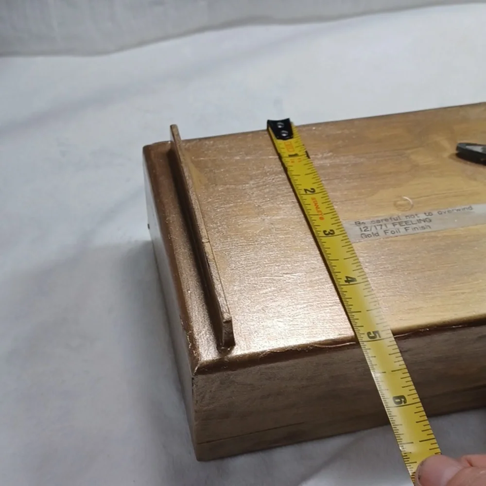 Vintage Gold Finish Musical Jewelry Box Feelings